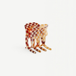 KABE SHOP INC handcrafted mini claw hair clip in a brown and cream checkered Italian bio-acetate pattern.