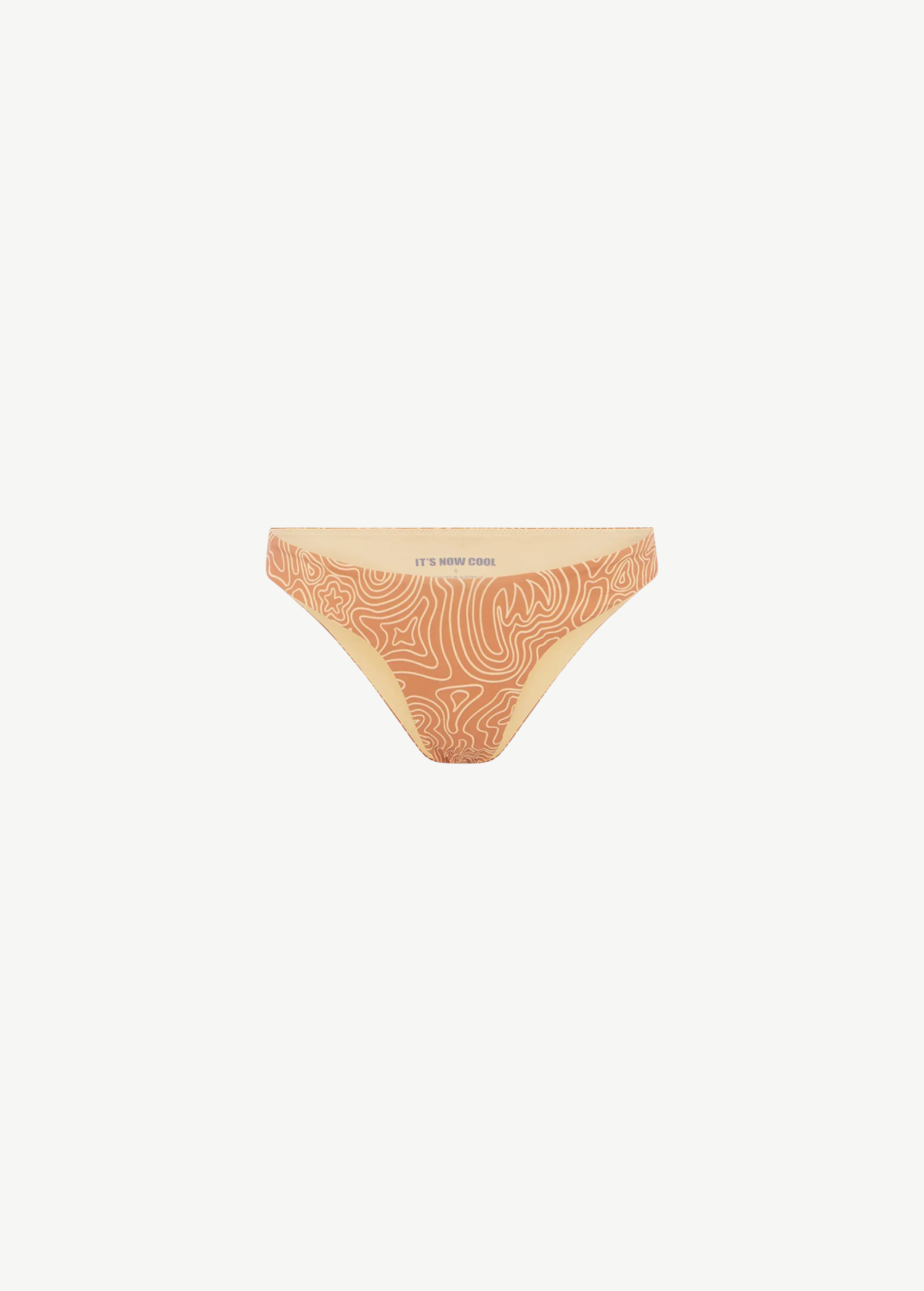 KABE SHOP INC The 90's Pant in Bano, a neutral bikini bottom with a retro abstract palm tree-inspired line print.