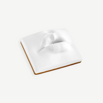 KABE SHOP INC Oh Mon Dieu! white porcelain incense holder featuring a sculptural pair of lips in a 1960s style.