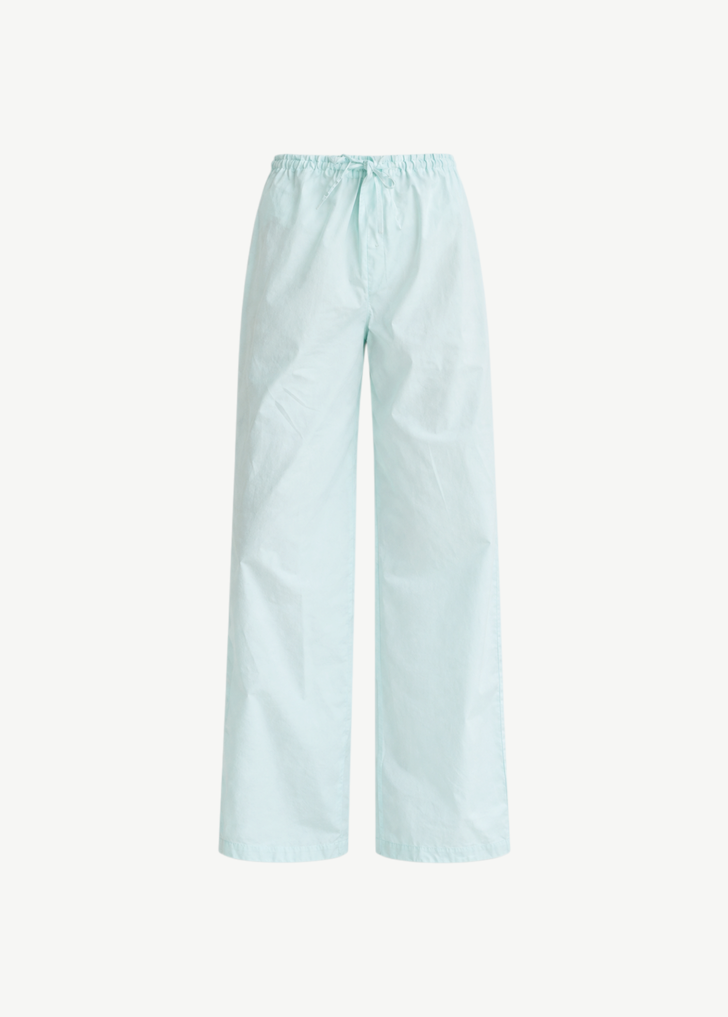 Casa Pant light blue handwoven crochet wide-leg trousers with an elastic drawstring waist.