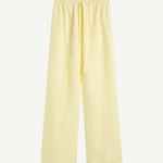 Leiden Relaxed Pant in pale yellow, featuring a wide-leg fit and a relaxed drawstring waist for effortless summer dressing.
