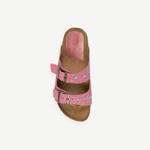 KABE SHOP INC Buckle 157 two-band sandals in chew-colored suede with turquoise studs and stone embroidery