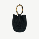 KABE SHOP INC black woven hat bag with a gold and black chain handle, featuring a versatile artisanal design.