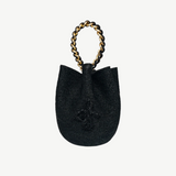 KABE SHOP INC black woven hat bag with a gold and black chain handle, featuring a versatile artisanal design.