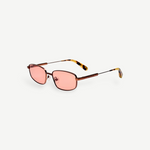 KABE SHOP INC Sera rectangular sunglasses with matte brown stainless steel frames and rose-tinted lenses.