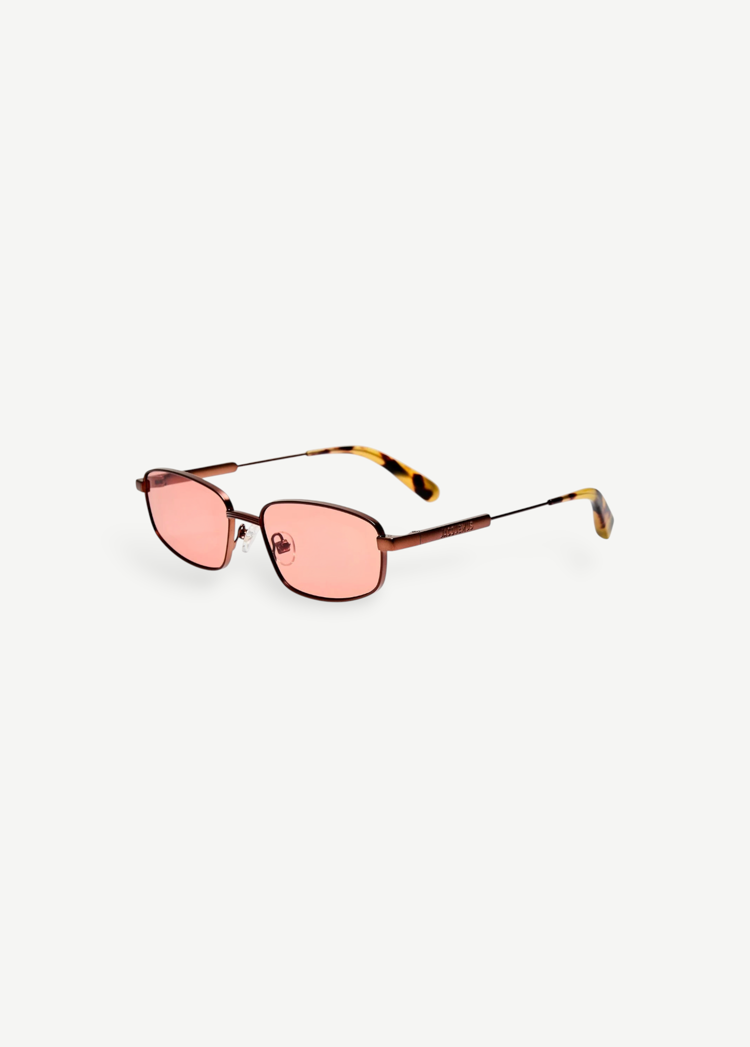 KABE SHOP INC Sera rectangular sunglasses with matte brown stainless steel frames and rose-tinted lenses.