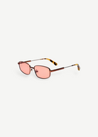 KABE SHOP INC Sera rectangular sunglasses with matte brown stainless steel frames and rose-tinted lenses.