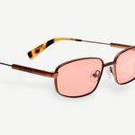 KABE SHOP INC Sera rectangular sunglasses in matte brown stainless steel with rose-tinted lenses and tortoiseshell tips
