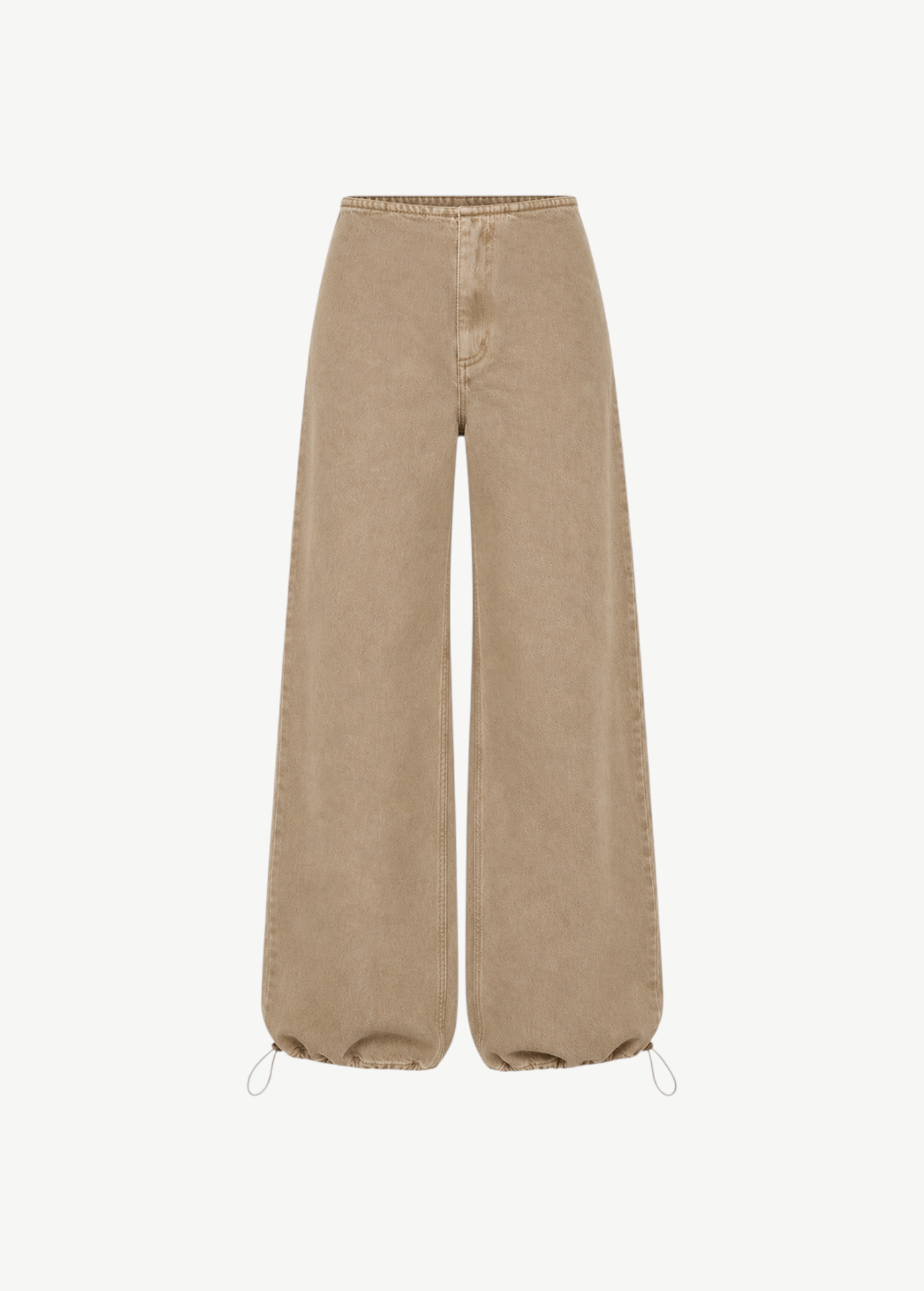 KABE SHOP INC Sport Jean in tan denim with a relaxed wide-leg fit and adjustable drawstring cuffs