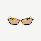 KABE SHOP INC Libby sunglasses featuring a bold angular tortoiseshell acetate frame and brown lenses.