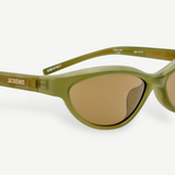 KABE SHOP INC Jacquemus Curvo cat-eye sunglasses in green acetate with brown lenses and gold logo detail