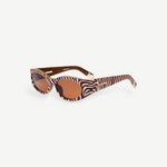 KABE SHOP INC Jacquemus Ovalo sunglasses featuring a brown and white zebra print frame with brown lenses