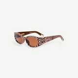 KABE SHOP INC Jacquemus Ovalo sunglasses featuring a brown and white zebra print frame with brown lenses