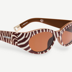 KABE SHOP INC Jacquemus Ovalo sunglasses featuring a brown and white zebra print oval frame with brown tinted lenses