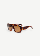KABE SHOP INC Croisiere rectangular sunglasses in tortoiseshell acetate with brown lenses and gold-tone logo detail.