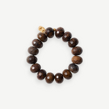 KABE SHOP INC Bronzite Bracelet featuring faceted brown natural stones and an 18K gold-plated sterling silver charm.