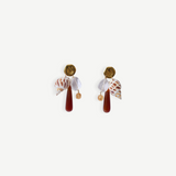 KABE SHOP INC Shell Earrings featuring natural shells, clear crystals, and teardrop gemstones on gold-tone studs.