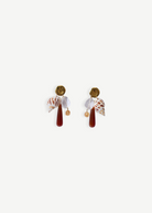 KABE SHOP INC Shell Earrings featuring natural shells, clear crystals, and teardrop gemstones on gold-tone studs.