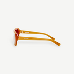 KABE SHOP INC Jacquemus Masco shield sunglasses in caramel acetate with brown lenses, side profile view.