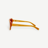 KABE SHOP INC Jacquemus Masco shield sunglasses in caramel acetate with brown lenses, side profile view.