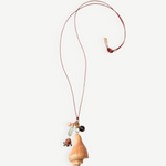 KABE SHOP INC Shell Necklace featuring a large seashell, colorful stone beads, and pearls on adjustable leather cord