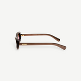 KABE SHOP INC Jacquemus Nuvola sunglasses in metallic brown acetate with oval frames and gold logo detail side view