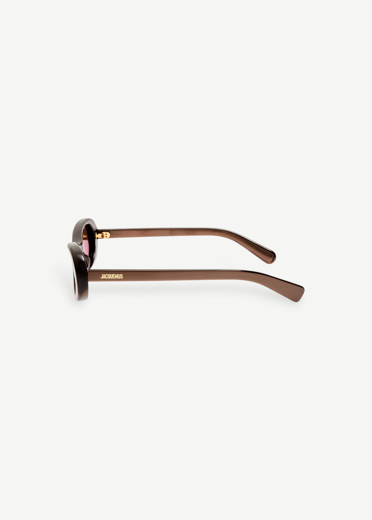 KABE SHOP INC Jacquemus Nuvola sunglasses in metallic brown acetate with oval frames and gold logo detail side view