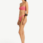 KABE SHOP INC Scene Brief bikini bottom in textured pink fabric with a high-cut leg and slim side profile.