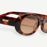 KABE SHOP INC Valentina oval sunglasses in tortoiseshell Italian acetate with brown lenses and gold DMY logo detail