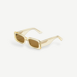 KABE SHOP INC Verve sunglasses featuring a rectangular translucent yellow frame and brown tinted lenses.