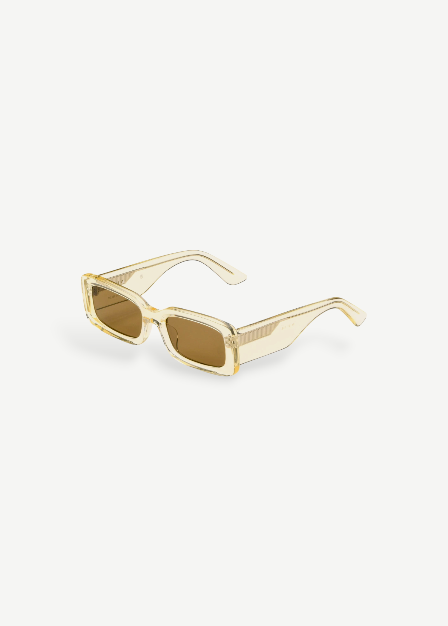 KABE SHOP INC Verve sunglasses featuring a rectangular translucent yellow frame and brown tinted lenses.