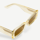 KABE SHOP INC Verve rectangular sunglasses with a translucent yellow frame and brown tinted lenses