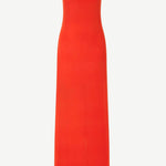 A vibrant red strapless Liliana Dress in a maxi length, perfect for evening dressing.